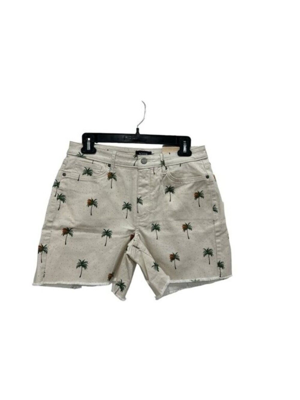 NYDJ Women's Palm Tree Print Denim Shorts With Lift Tuck Technology Size 8P Beig - Picture 3 of 12